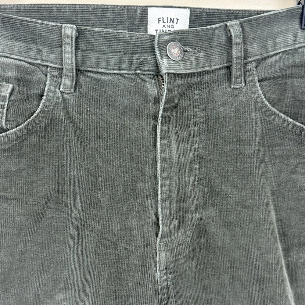 Flint And Tinder 365 Corduroy Pants Mens 32x30 Green Slim Fit Stretch 5 Pocket